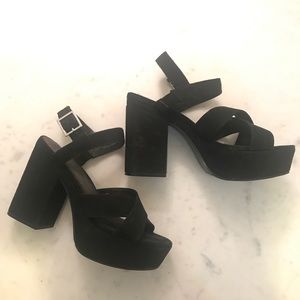 Black Suede Platform Heels